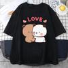Cute Bear LOVE Unisex T Shirt Women Bubu Dudu Couple Tops Tee Summer Short Sleeve Tshirts Female Korean Casual Girl T-shirt Camisetas