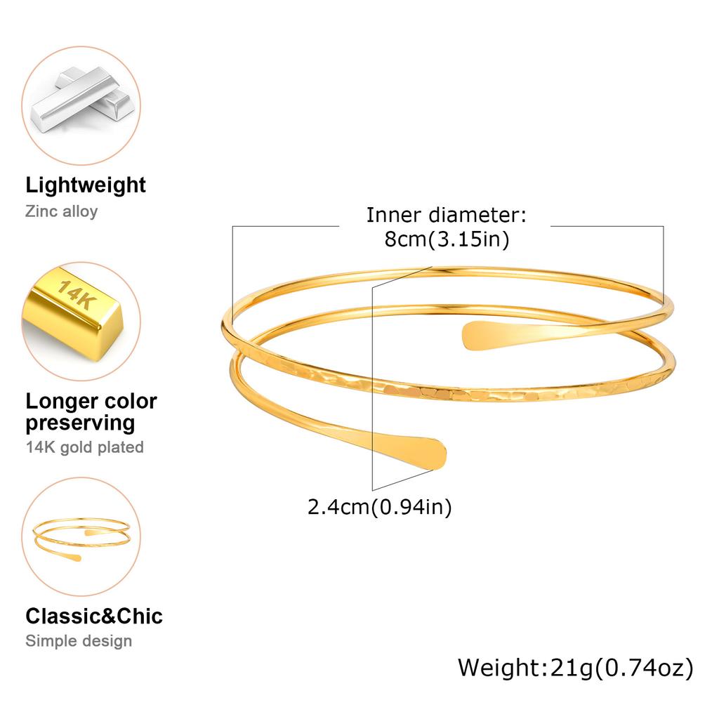 Upper Arm Cuff Bracelet for Women Minimalist Gold Plated Armband Statement Party Armlets Jewelry