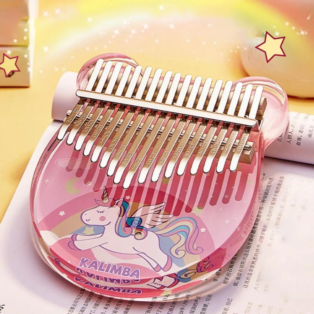 Acrylic Kalimba 17 21 Keys Cute Chromatic Kalimbas Sound Therapy Portable Mini Thumb Piano Children Beginners Practice Musical Keyboard Accessories