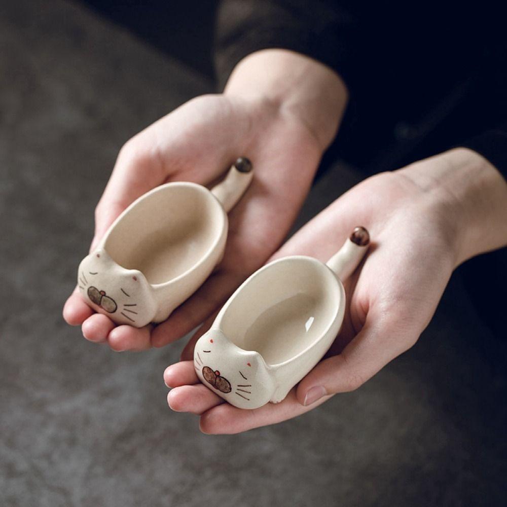 Cute Cat Ceramic Small Dish Mini Mustard Pesto Tomato Ketchup Soy Sauce Dish Seasoning Plates With Handle For Home Restaurant