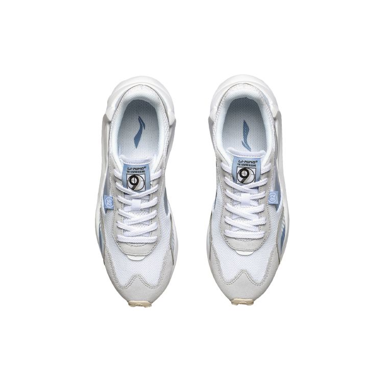 Li Ning Fang Yuan Shock Absorbing Non-Slip Durable Lightweight Low-Top Running Shoes Women Sneaker White Light-Blue AGCR034-2