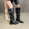 2025 Autumn and Winter New Pointed Fashion Tall Tube Inner Thick Heel Thin Western Knight Boots