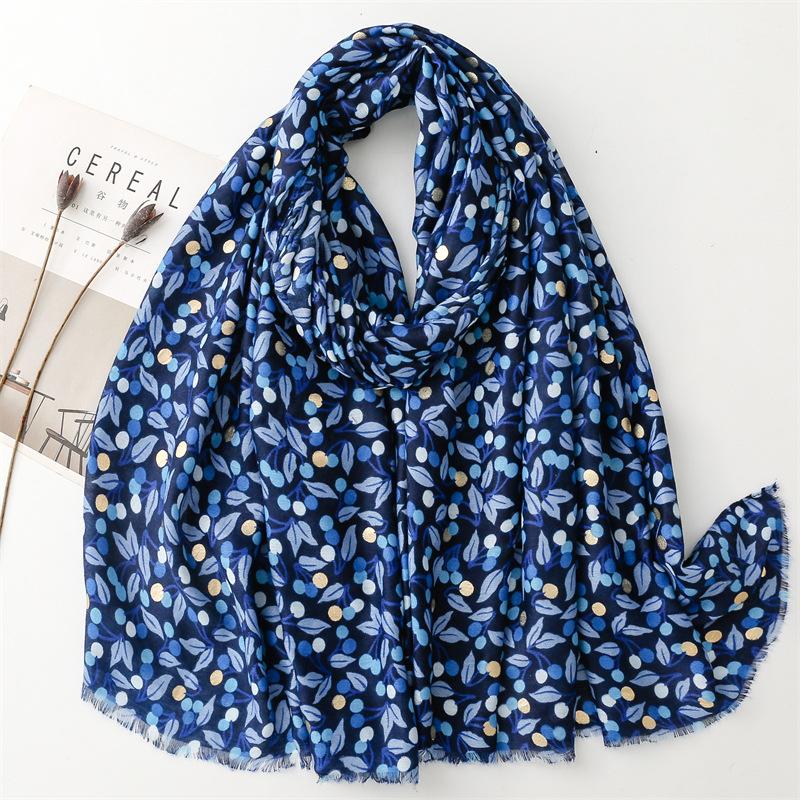 Зимняя мода Вишневый цветок Золотой блеск Бахрома Вискозная шаль шарф Женская Высокое качество Накидка Пашмина Стола Буфандас Мусульманский Хиджаб