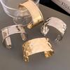 Irregular Fold Wide Cuff Bracelet Metal Adjustable Opening Bracelet For Women Luxury Minimalist Bangles Jewelry Accessories Gifts