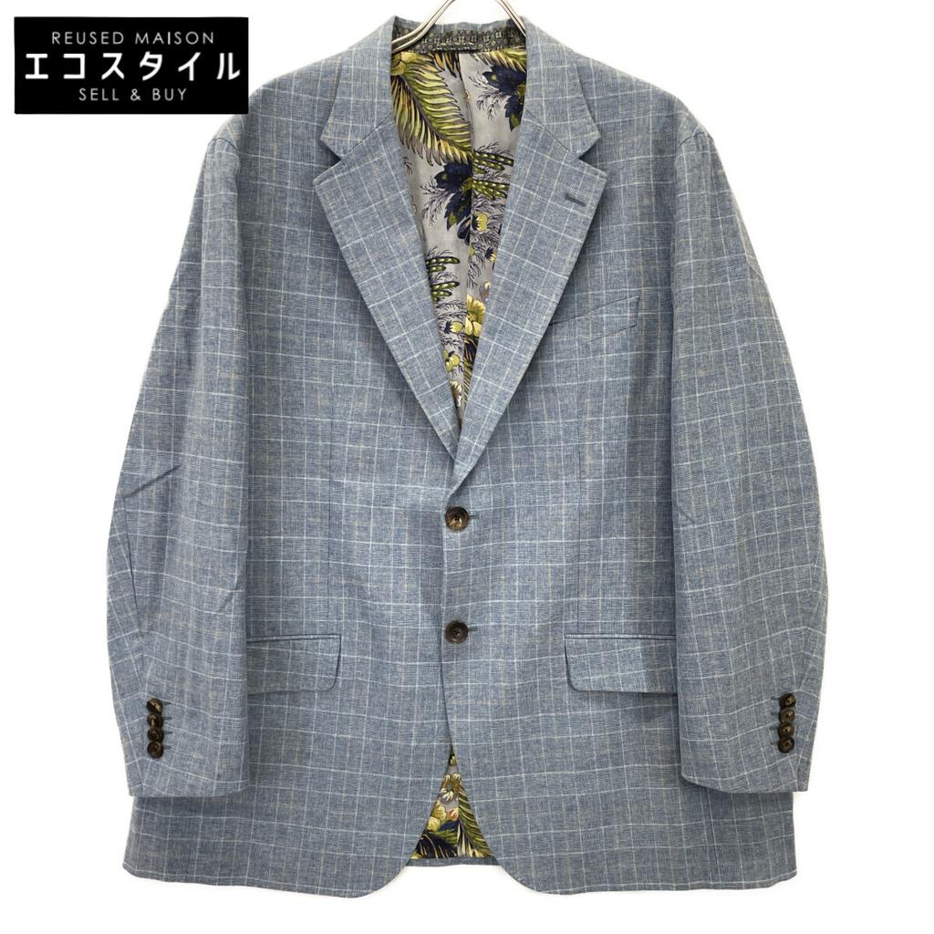 ETRO 2011 MRGC0001 Botanical Bard Lining 2B Tailored Jacket Jacket 60 blueUsed