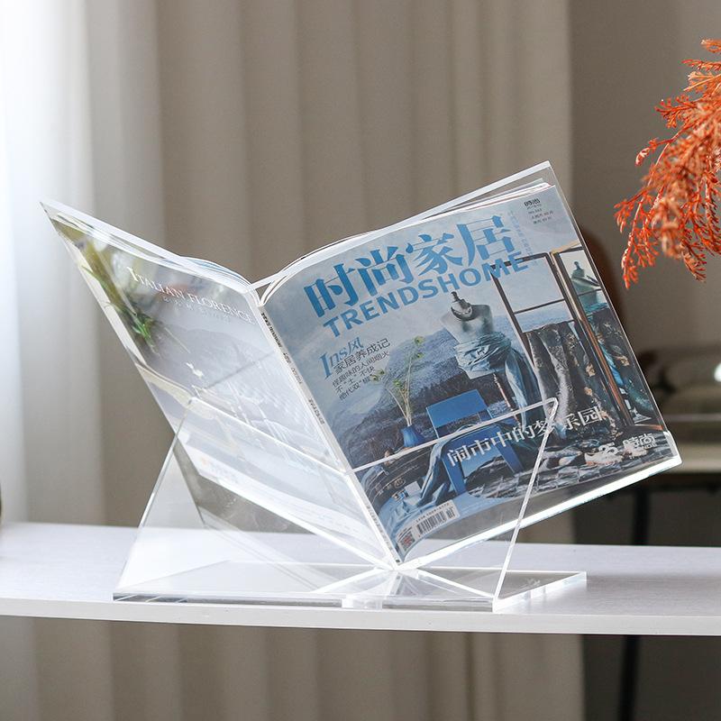 Light Luxury Acrylic V-shaped Bookshelf Magazine Rack Ornaments Hotel Model Room Home Living Room Bedroom Study Room Decorations