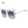 Crystal Oversized Sunglasses for Women Rhinestone Square Diamond Sun Glasses Retro Big Frame Sparkling Glasses