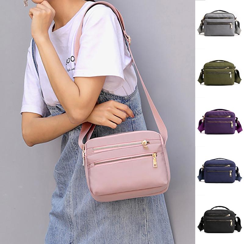 Casual Waterproof Nylon Shoulder Bags for Women Small Crossbody Messenger Bag Purse Female Multi-pocket Handbag Pouch