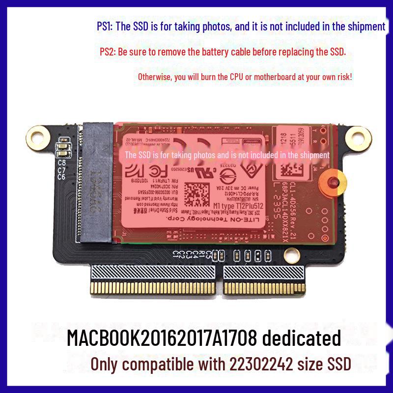 MacBook Pro 2013-2017 A1708 NVMe PCIe M.2 Adapter