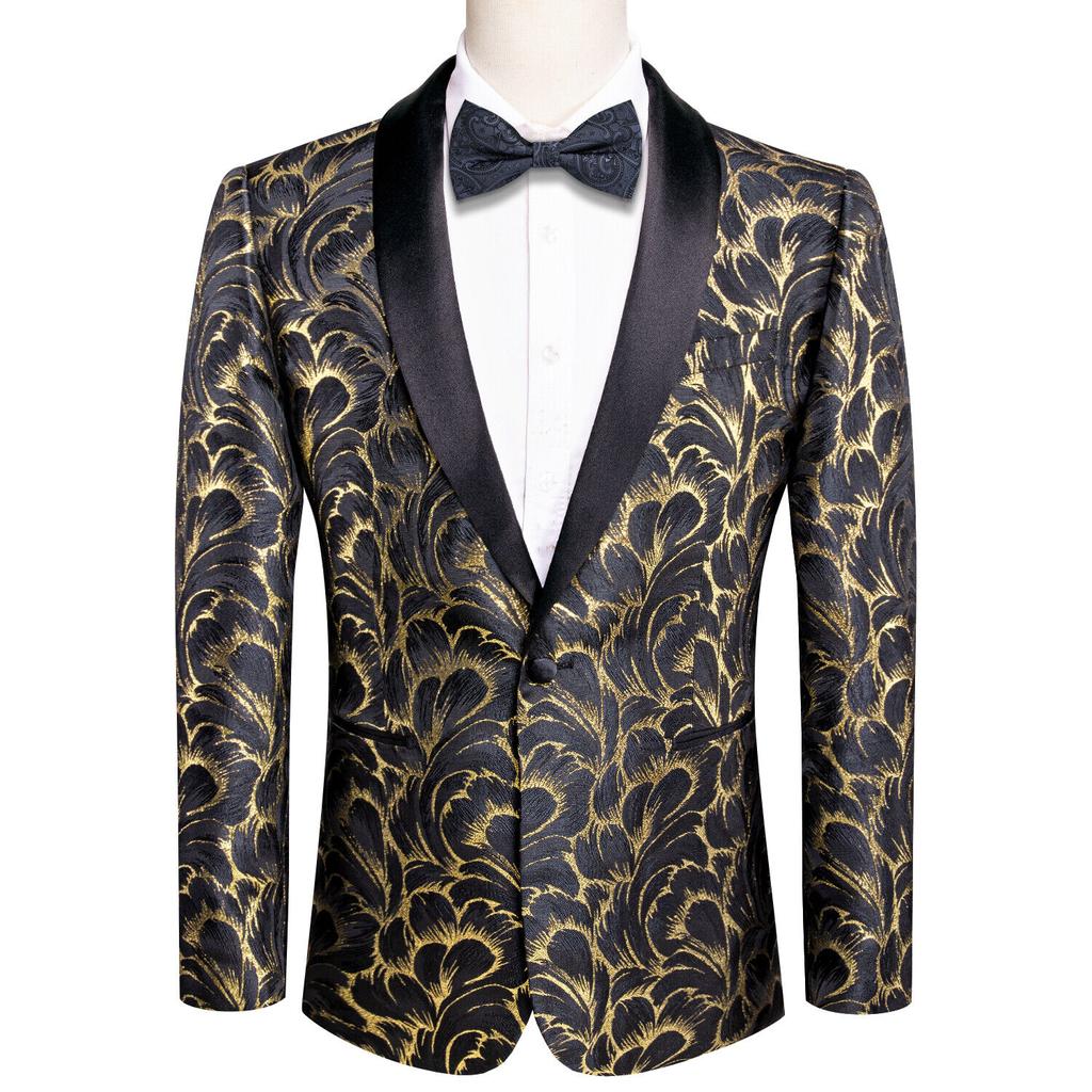 Mens Floral Tuxedo Dinner Jacket Regular Fit Shawl Lapel Paisley Prom Party Suit