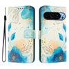 Blue Flower Forest Luxury Painted Leather Case Wallet Book Style Cover for Google Pixel 5,5a 5G/ 6,6a,6 Pro/ 7,7a,7 Pro/ 8,8a,8 Pro /9,9 Pro,9 Pro XL