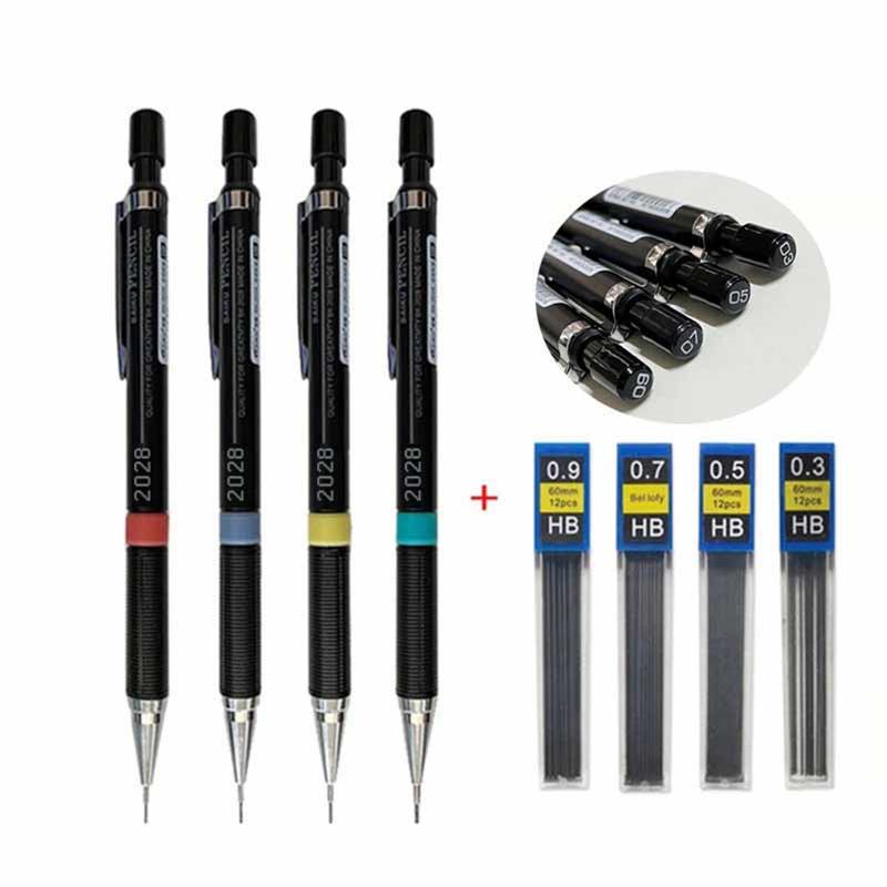 0.3/0.5/0.7/0.9mm Professional Drafting Pencil+Pencil Lead Set Mechanical Pencils for Art Sketching Technical Drawing & Students