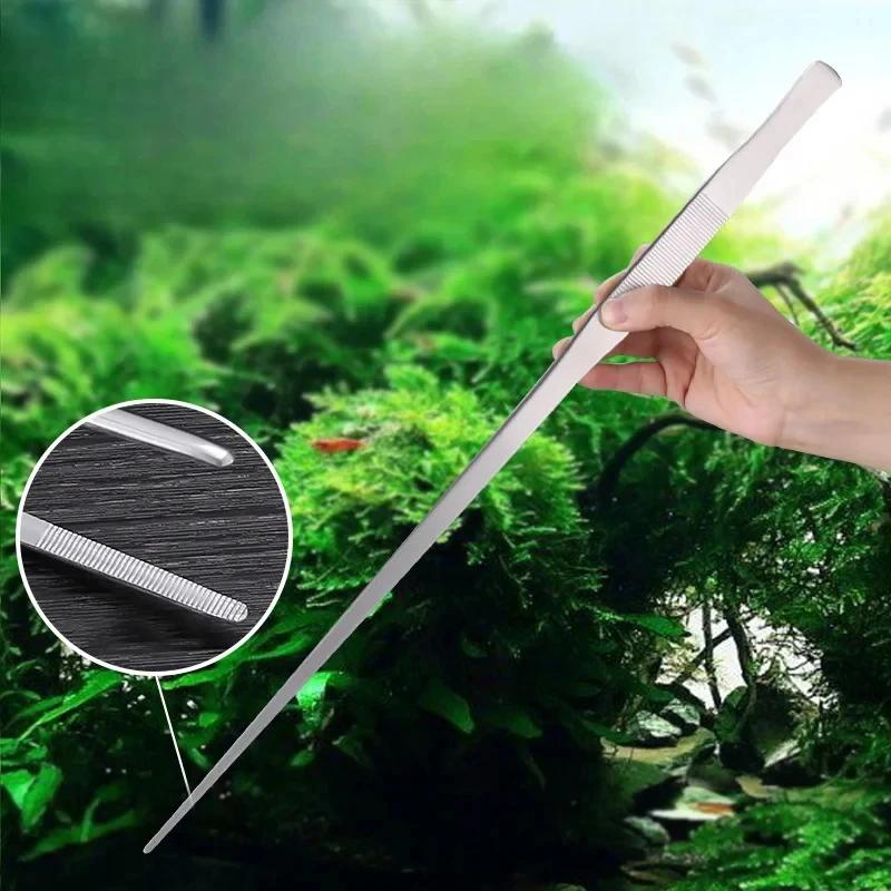 38cm Stainless Steel Aquarium Tweezers-Multipurpose Straight&Curved Forceps for Aquascape, Planting-Essential Fish Tank Tools