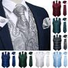 Classic Vest Tie Paisley Silk Woven Retro Waistcoat Bowtie Hanky Cufflinks Set