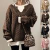 Women Autumn Winter Knitted Pullovers and Sweaters Ladies Long Sleeve V-neck Casual Loose Sweater Jumpers