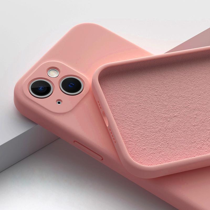 Color Dark Purple Square Liquid Silicone Phone Case For iPhone 15 14 13 12 Pro Max Mini 14 Plus Full X XS MAX 6 6S 7 8 SE 2022 Protection Cover