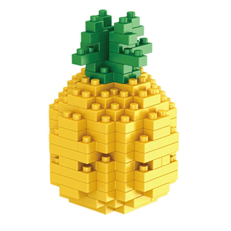 DIY Fruit Mini Building Blocks Apple Banana Cherry 3D Model Home Decorations Children Educational Assembly Toys Boys Girls Gifts