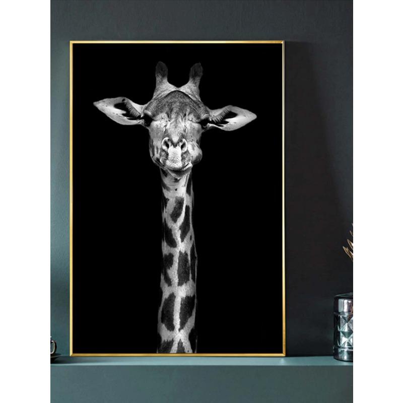 Black and White Modern Minimalist Animal Art Poster Lion Elephant Giraffe Canvas Painting Home Decor Wall Art