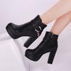 Fashion Fashion Ankle Boots Solid Color Round Head Side Zipper Design Autumn Winter Women's Fashion High Heeled Ankle Boot Size 32-43