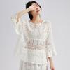 2025 New Summer Basic Shirt Women Bat Blouse Tops Tees Lace Loose White Short Tees