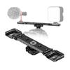 DF DIGITALFOTO Dual Cold Shoe Mount Bracket Aluminum Alloy Dual Hot Shoe Extension Bar with Screw Hole Compatible with Camera Camcorder LED Video