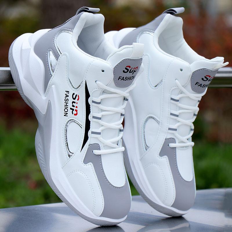 High Top Basketball Shoes for Men Soft Leather Waterproof Non Slip Sports Shoes Student Running Sneakers Autumn New