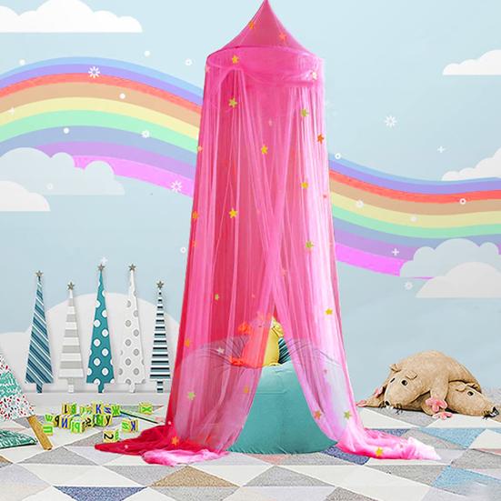 1 Set Dome Bed Canopy Foldable Glow-in-the-dark Polyester Stars Princess Canopy Bed Room Decor Household Supplies