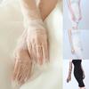 Women's Tulle Gloves Lace Full Finger Elbow Long Dress Gloves Sheer Ultra Thin Transparent