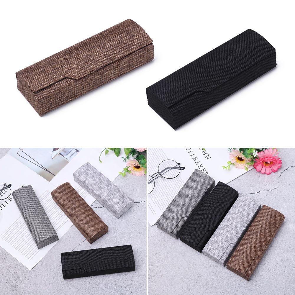 Portable Vintage Retro Square Glasses Box Glasses Linen Case Folding Eyewear Case Storage