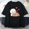 Cute Bear LOVE Unisex T Shirt Women Bubu Dudu Couple Tops Tee Summer Short Sleeve Tshirts Female Korean Casual Girl T-shirt Camisetas