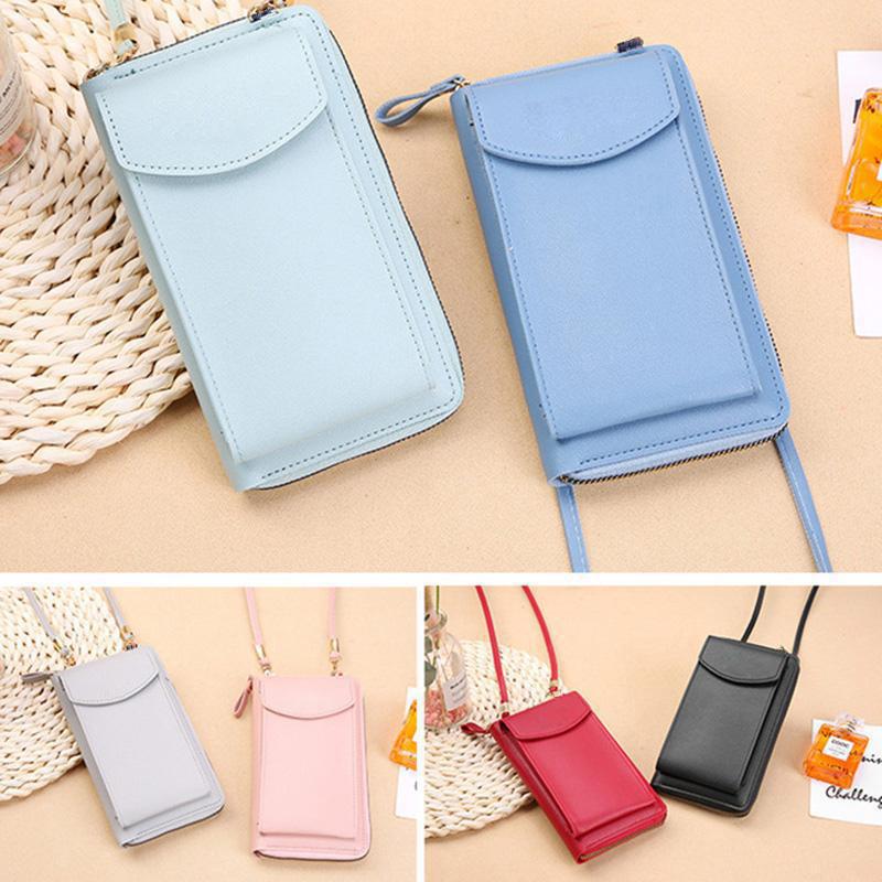 Women High Quality Cell Phone Pocket Fashion PU Leather Card Holders Small Crossbody Bag