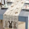 Easter Bunny Eggs Butterfly Floral Linen Table Runner Holiday Party Decor Spring Kitchen Dining Table Runner Easter Decorations
