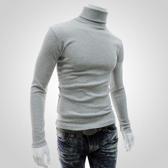 Warm Knitted Shirt Chic Top Turtleneck Solid Color Stretchy Knitted Shirt