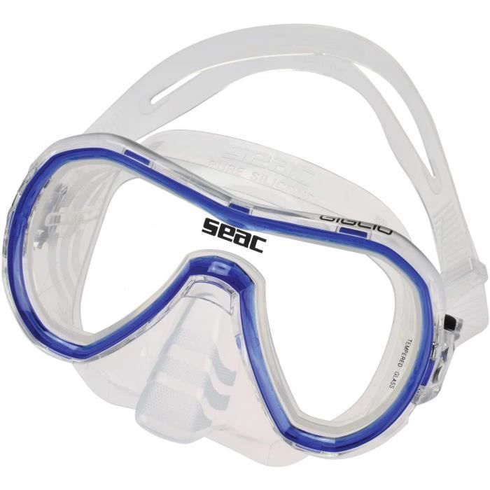 SEAC Giglio Valve Set De Plongée Et Snorkeling En Silicone, Tuba Avec Purge De Evacuation Adulte Mixte, Bleu, Standard