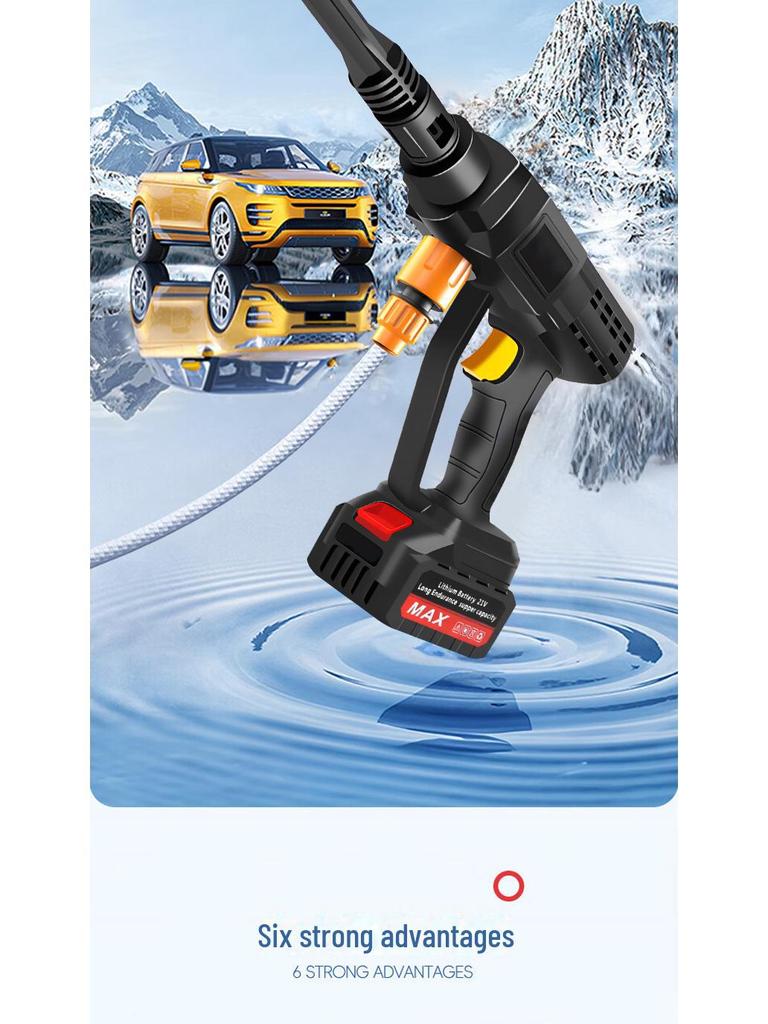 Portable High-Pressure Cordless Car Wash Machine with Rechargeable Battery
