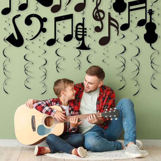 Music Note Hanging Swirls Decorations Musical Foil Whirl Cutout Spiral Ceiling Decoration for Music Theme Party Wedding Baby Shower Birthday Supplies