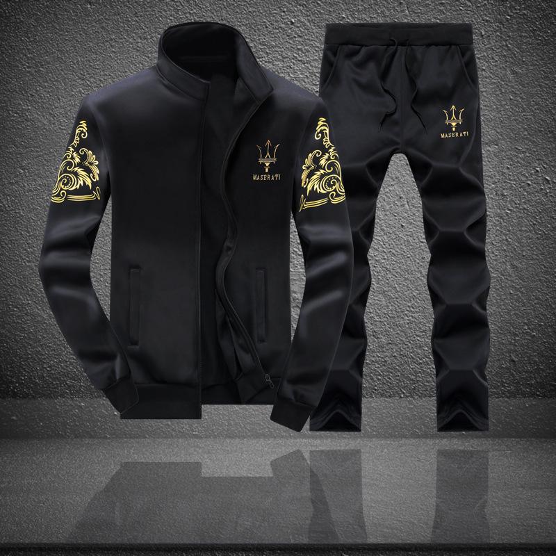 Men's Trendy Autumn/Winter Two-Piece Cardigan Sweatshirt & Casual Sports Pants Set