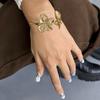 Flower Cuff Bracelets for Women Double Flower Open Bangle Bracelet Adjustable