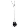 [J8649] - Silver Necklace 'Linda' Black Silver (rhodium Plated) - 45x8 Mm