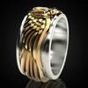 Vintage 925 Silver Two-tone Ring Domineering Eagle Men's Band Party Gift Jewelry Ring