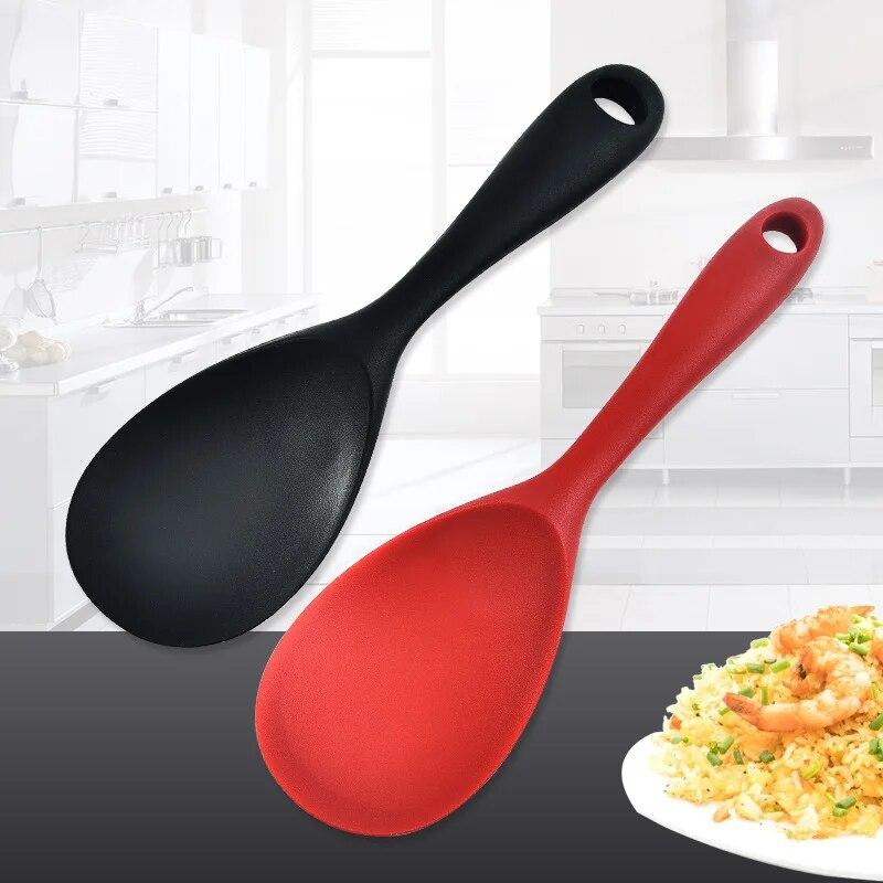 1pc Kitchen Utensils Food Grade Heat Resistant Silicone Rice Spoon Heat Resistant Sushi Scoop Silicone Plastic Rice Paddle