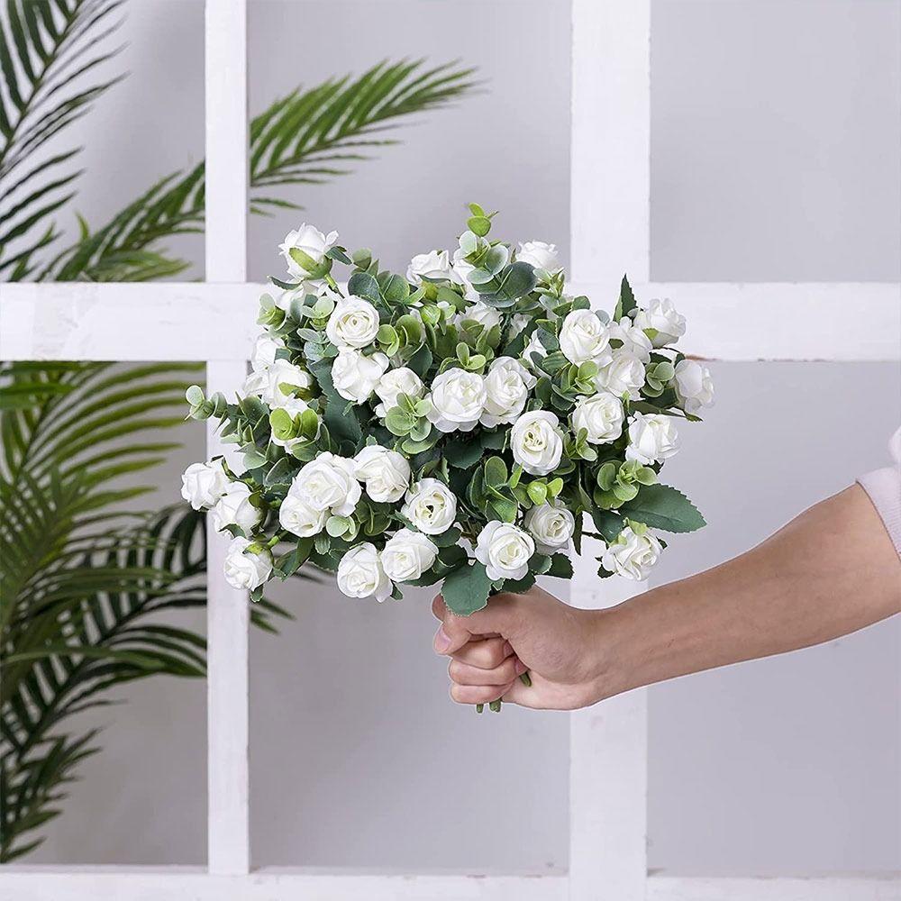 Ornament Simulation Plants Leaves Floral Arrangement Artificial Eucalyptus Rose Lifelike Flowers