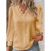 Long Sleeve V-Neck Fine Elegant Woman Shirts Lace Spliced Hollow Office Lady Blouses Youthful Fashion Loose Streetwear Tops