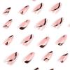 Wearable Pink Brown Patchwork Wave Nail Art Tips - Medium Long False Nails