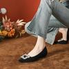 Low-heeled Pointed Rhinestone Commuter Single Shoes Women's Soft Sole, Spring Flat-bottomed Suede Black Versatile Evening Shoes Women