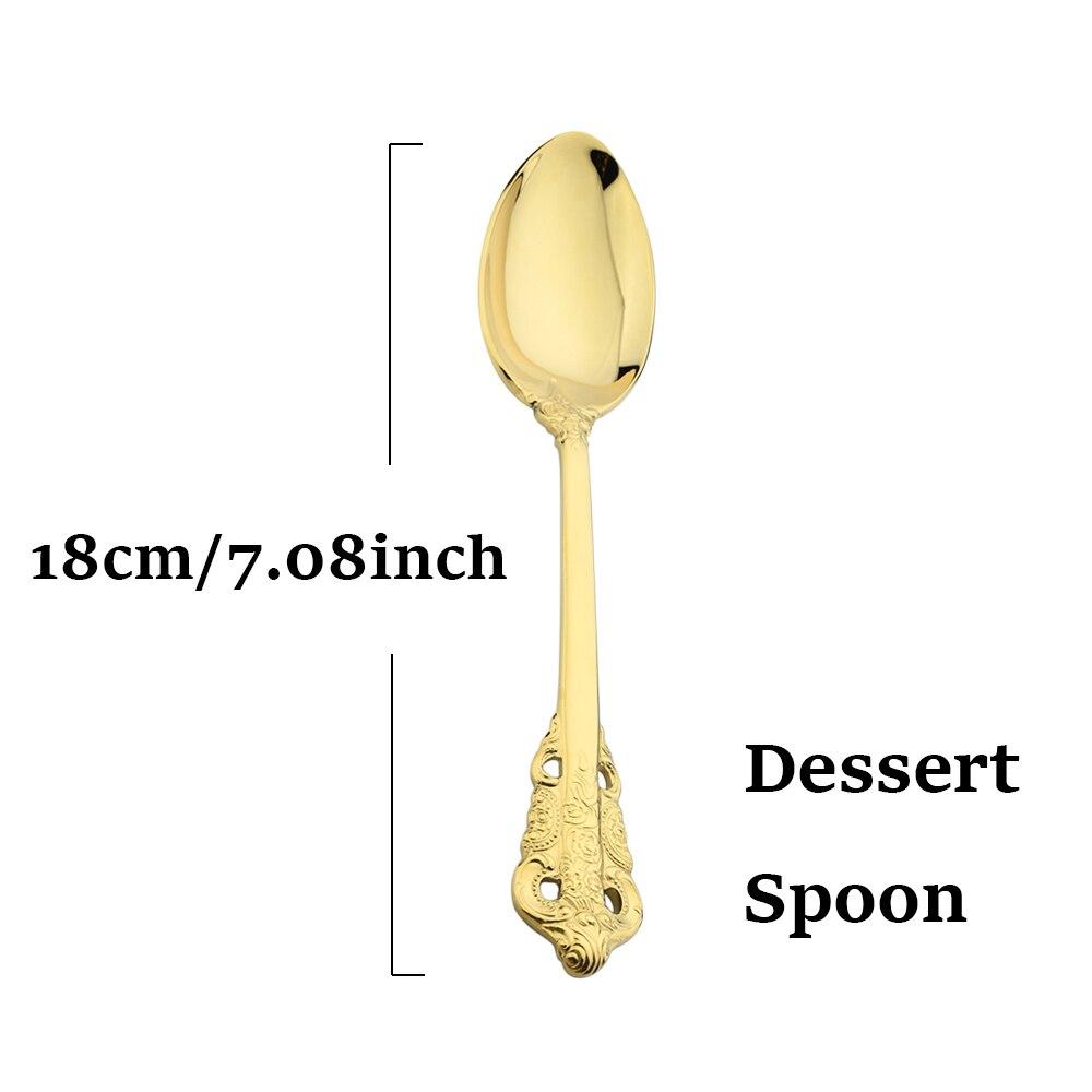 Gold Dinnerware Vintage Tableware 18/10 Silverware Stainless Steel Flatware Dinner Knife Fork Spoon Wedding Xmas Western Cutlery