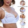 Women Large Size Lace Thin Cotton Cups Gather Bra Full Coverage Minimizer Jacquard Non Padded Lace Sheer Bra
