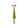 High-speed Steel Titanium-plated Step Drill Set for Hole Enlargement, with Hexagonal Shank and Pagoda Design.