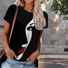 Women Summer T Shirt Woman's Profile Print Retro Fashion Short Sleeve Tees Casual Printed Tops