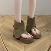 [Amano] Mezzanine Sandals Women's 2025 New Summer Open-toed Sandals Platform Trouser Tube Boots Niche Western Boots